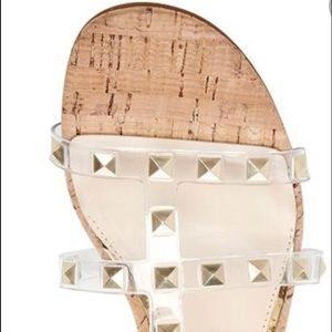 Jessica Simpson Clear and Gold studded flats